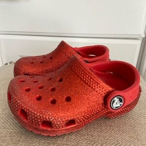 Crocs Red Glitter Clogs toddler size 7